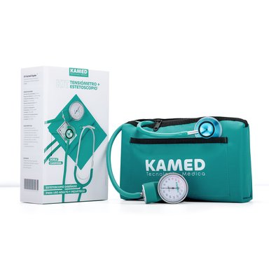 TENSIÓMETRO MANUAL ANEROIDE CON ESTETOSCOPIO KAMED TURQUESA - 1