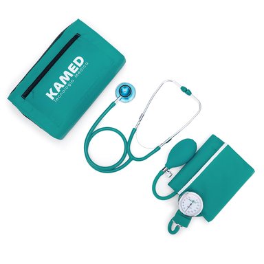 TENSIÓMETRO MANUAL ANEROIDE CON ESTETOSCOPIO KAMED TURQUESA - 2