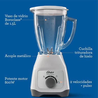 Licuadora Oster BLSTKAGWRD con Vaso de Vidrio Control de Perilla - 9