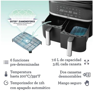 FREIDORA DE AIRE DUAL OSTER® DIAMONDFORCE CKSTAF7MCDDF - 7