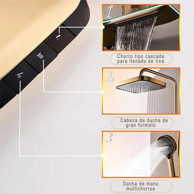 COLUMNA DUCHA HILIVING SD-SPH5-G DORADA 5 MULTICHORROS TECLAS PANTALLA DIGITAL LED 126 CM - 4