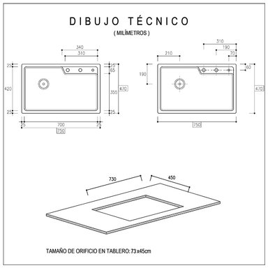 LAVADERO DE CUARZO NEGRO DE 75X47CM CON GRIFERÍA, CONTROL DE DRENAJE Y DISPENSADOR DE JABÓN O DETERGENTE LÍQUIDO - 6
