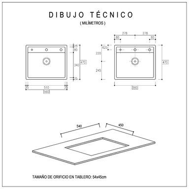 LAVADERO DE CUARZO NEGRO DE 56X47CM CON GRIFERÍA, CONTROL DE DRENAJE Y DISPENSADOR DE JABÓN O DETERGENTE LÍQUIDO - 6