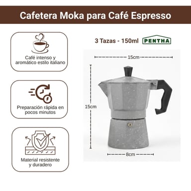 CAFETERA CFTR-NGRT EXPRESSO MOKA ITALIANA 3 TAZAS 150ML COLOR GRIS - 4