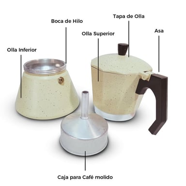 CAFETERA MOKA ITALIANA APTO PARA COCINA INDUCCIÓN 3 TAZAS ESPRESSO CREMA - 2