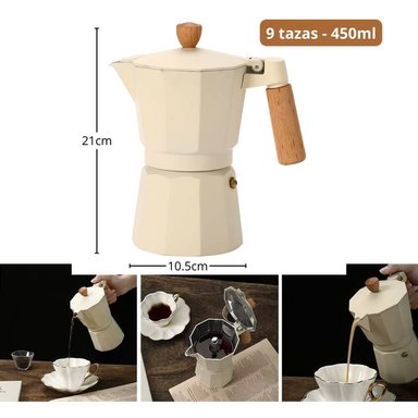 CAFETERA MOKA ITALIANA ELEGANTE CREMA 9 TAZAS – 450ML - 3