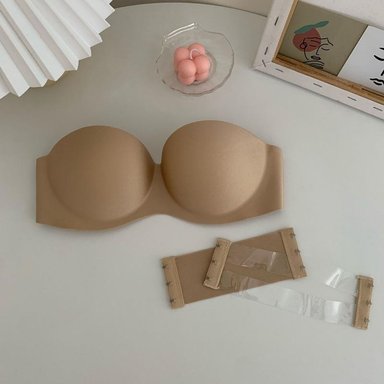 BRASIER STRAPLESS INVISIBLE PUSH UP CON EXTENSOR TRANSPARENTE / BEIGE - 1