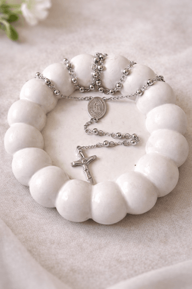 COLLAR ROSARIO PLATEADO “LUZ DIVINA” PARA CABALLERO - 3