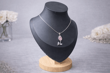 COLLAR TULIPÁN PLATEADO CON CRISTALES - 2