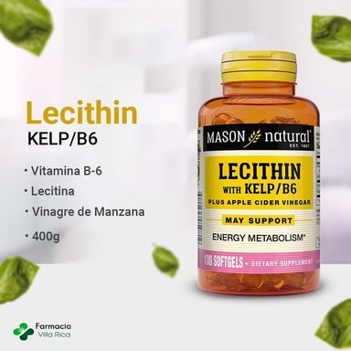 SUPLEMENTO MASON NATURAL LECITINA KELP B6 REDUCE COLESTEROL 100 CÁPSULAS - 2
