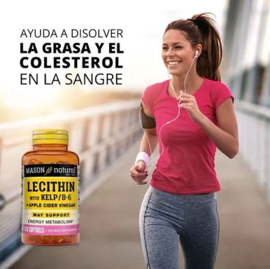 SUPLEMENTO MASON NATURAL LECITINA KELP B6 REDUCE COLESTEROL 100 CÁPSULAS - 3