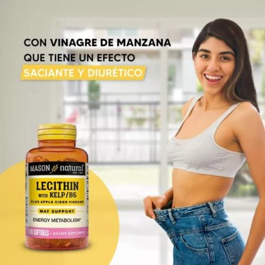 SUPLEMENTO MASON NATURAL LECITINA KELP B6 REDUCE COLESTEROL 100 CÁPSULAS - 4