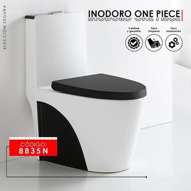 INODORO ONE PIECE BLANCO CON NEGRO IN8835N - 2