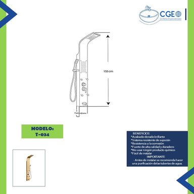 COLUMNA DE DUCHA DORADO T-034D - 5