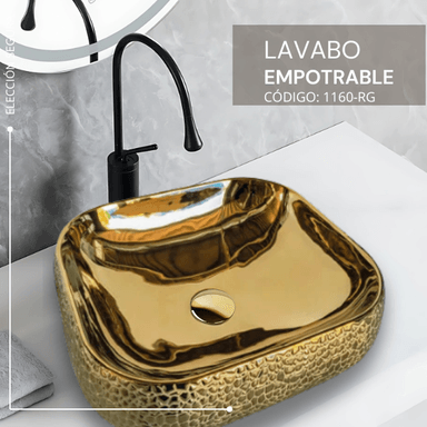 LAVAMANOS FRATELLI 160-RG BOWL LOZA CUADRADO GRANITO 44X40X15 DORADO - 2