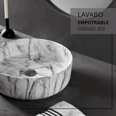 LAVAMANOS FRATELLI 223M BOWL LOZA CIRCULAR MARMOLEADO BLANCO - 2