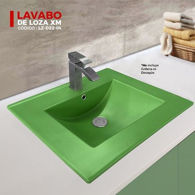 LAVAMANOS XM LZ-D22-04 LAVABO LOZA CUADRADO VERDE VERDE CLARO - 2