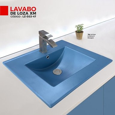 LAVAMANOS XM LZ-D22-47 LAVABO LOZA CUADRADO CELESTE - 2