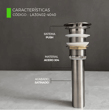 LAVADERO CUADRADO DE ACERO CON DESAGUE SATINADO LA30402-4040 - 4