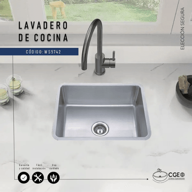 LAVADERO DE ACERO INOXIDABLE PARA GRANITO WS5742 - 2