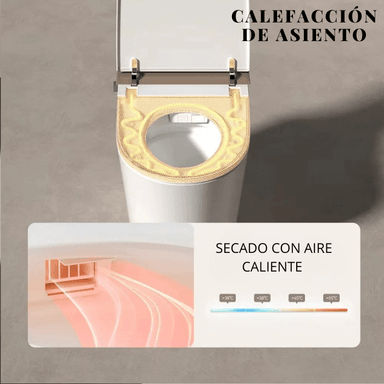 INODORO INTELIGENTE CON PANTALLA LED CON BIDÉ INTEGRADO BLANCO CON DORADO - 4