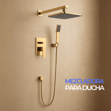 MEZCLADORA DE DUCHA Y TELEFONO CUADRADO BRONCE DORADO 6004 SANDS 1 - 2