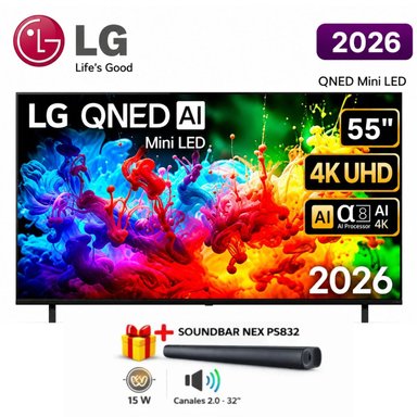 TELEVISOR LG 75' NANO 75NU800BPSB 4K UHD AI SMART TV 2026 + RACK + ANTENA - 1