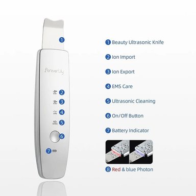 PALETA ULTRASÓNICA LIMPIEZA FACIAL PROFUNDA EMS TERAPIA LED - 4