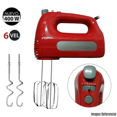 BATIDORA DE MANO PRIMA 400 WATTS HM 9105R ROJO - 2