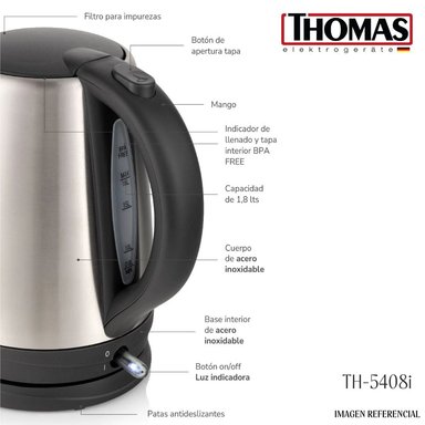 HERVIDOR THOMAS TH-5408I 1.8LT ACERO NOX. - 6