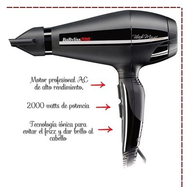 SECADORA CABELLO BABYLISS PRO B6400PE 2000W PROFESIONAL BLACK MAGIC - 2