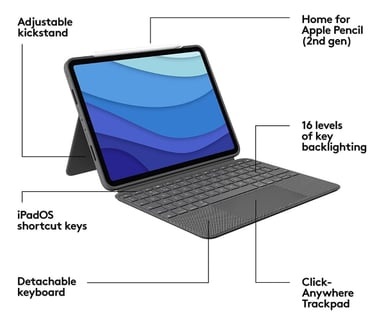 TECLADO LOGITECH COMBO TOUCH IPAD PRO 11 A2377 A2459 M1 3GEN - 3