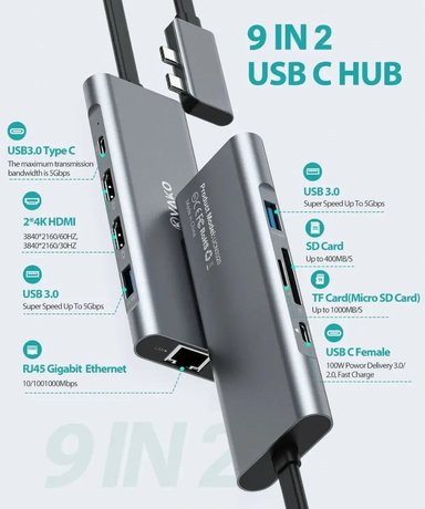 ADAPTADOR HUB VAKO HDMI RED PARA MACBOOK NEO 13 (2026) A3404 - 3