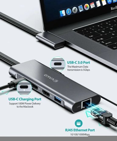 ADAPTADOR HUB VAKO HDMI RED PARA MACBOOK NEO 13 (2026) A3404 - 4