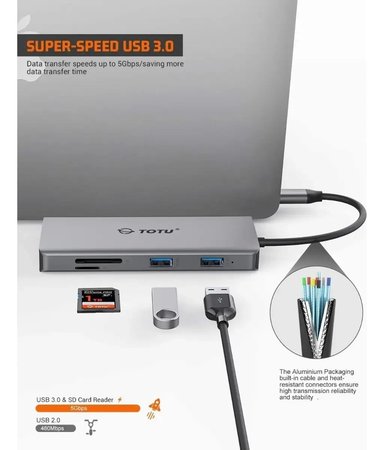 ADAPTADOR HUB TOTU 11EN1 PARA MACBOOK NEO 13 (2026) A3404 - 2