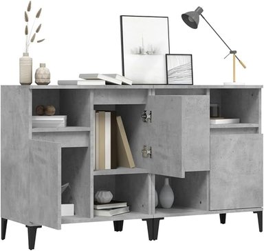 APARADOR ALIMUEBLESJYL GEMA 2 PIEZAS MODERNO 4 PUERTAS GRIS CEMENTO 70X60 CM - 4