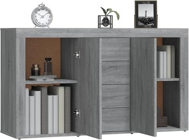 APARADOR ALIMUEBLESJYL NAVID MODERNO MELAMINA GRIS CEMENTO 4 CAJONES 2 PUERTAS - 3