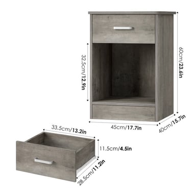 COMBO MESA DE NOCHE ADILA GRIS 60X45CM - 6