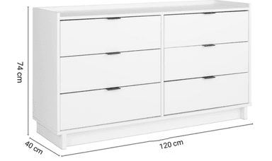 CÓMODA + VELADOR ARED 3 CAJONES COLOR BLANCO 120X74CM - 6