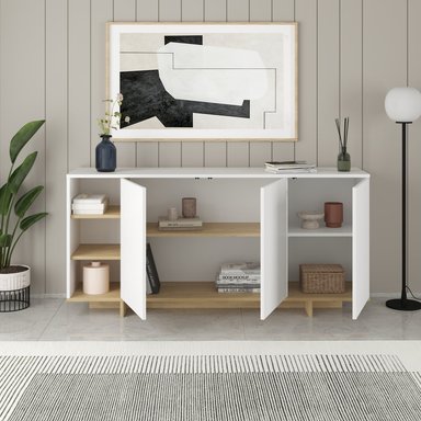 APARADOR YORK 3 PUERTAS 3 ESTANTES BLANCO 170CM - 2