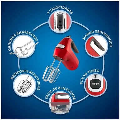 BATIDORA DE MANO OSTER FPSTHM360R 7 VELOCIDADES - 4