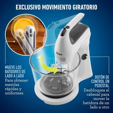 BATIDORA OSTER FPSTHS3611-053 DE MANO Y PEDESTAL BLANCA - 3