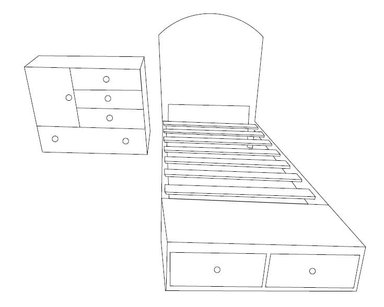 CAMA CUNA PLAZA Y MEDIA CON COMODA DESMONTABLE GRIS CON BLANCO - 5