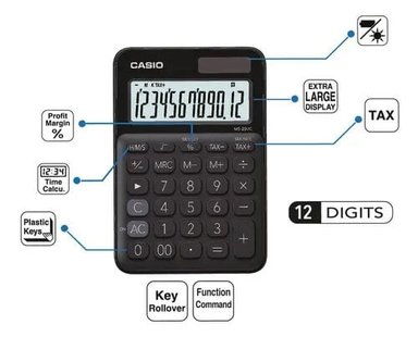 CALCULADORA CASIO 12 DÍGITOS MS-20UC-BK NEGRO - 4