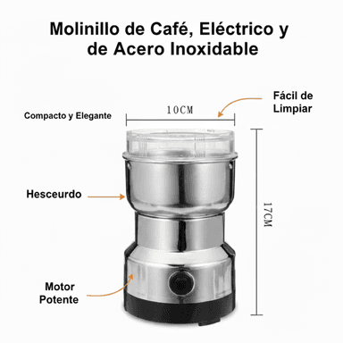 MOLINO DE CAFE| MUELE GRANOS, SEMILLAS Y ESPECIAS AL INSTANTE-ACERO INOXIDABLE - 6