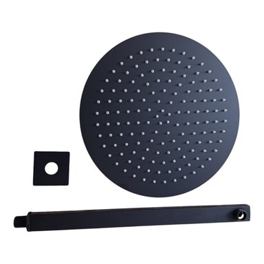 DUCHA ESPAÑOLA 30CM REDONDA CON BRAZO 40CM EN ACERO INOXIDABLE NEGRO MATE - 4