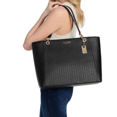 CARTERA GUESS MUJER ZAKARIA TOTE NEGRO LOGO DEBOSSED - 4
