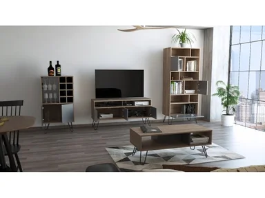 SET TUHOME VASSEL RACK TV55 + BIBLIOTECA + BAR + MESA CENTRO - 3
