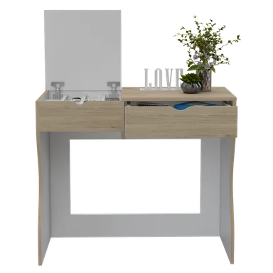 MUEBLE TOCADOR TUHOME PERLA 90 ROVERE 2 CAJONES BLANCO - 2