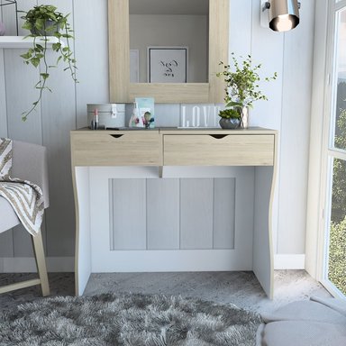 MUEBLE TOCADOR TUHOME PERLA 90 ROVERE 2 CAJONES BLANCO - 5